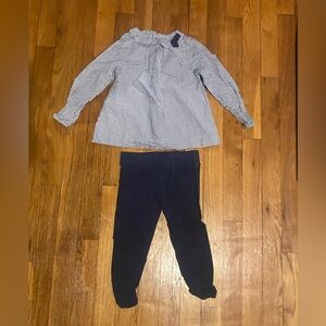 Jacadi blouse with navy leggings